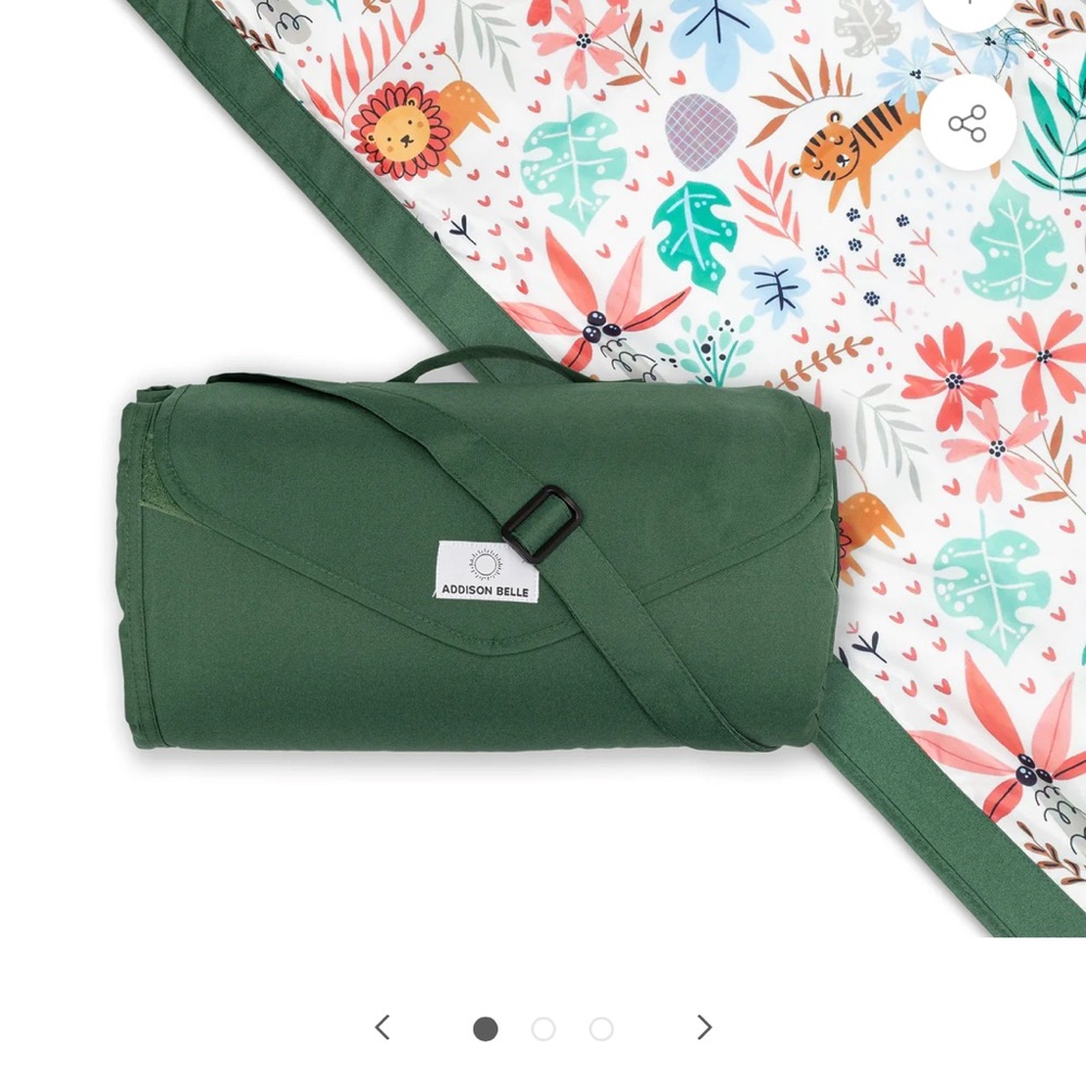 Addison Belle NEW CARRY BAG GREEN safari animal 5X7 outdoor nap Baby Blanket